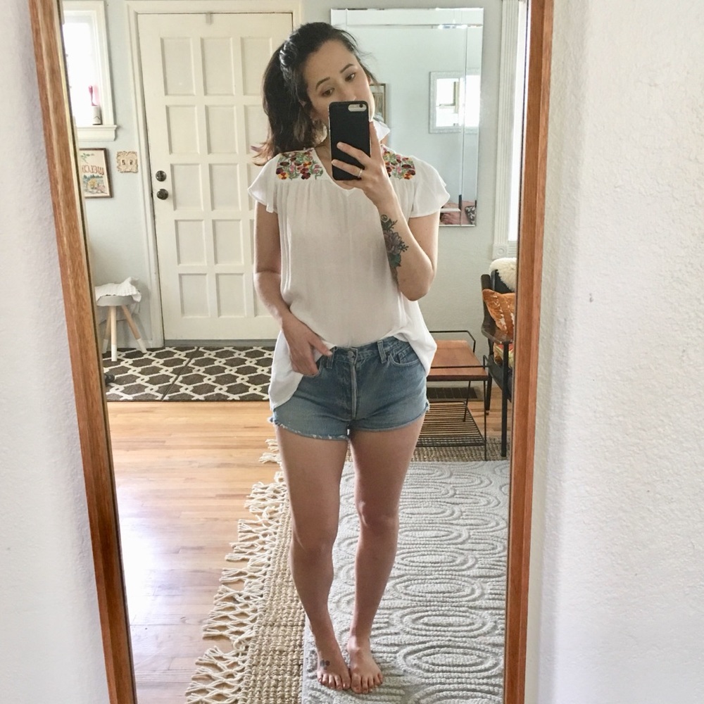 SOLD! Boho Embroidered Peasant Top
